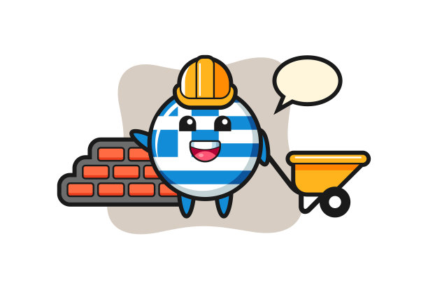 卡通人物希腊旗为徽章图片下载