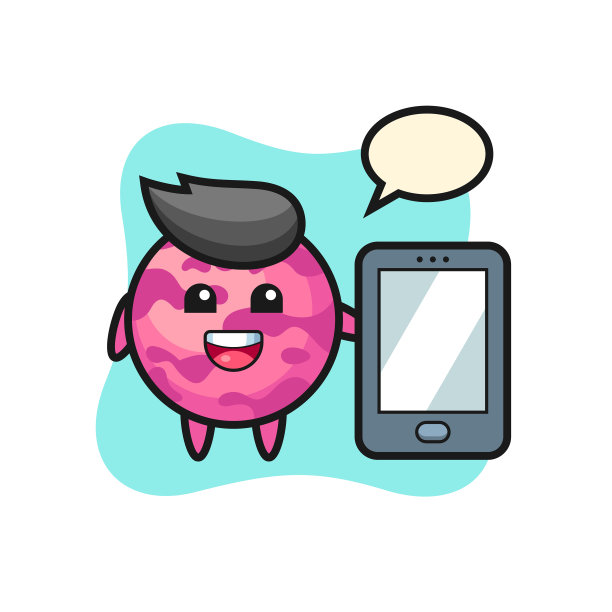 拿着智能手机的卡通冰淇淋勺图片下载