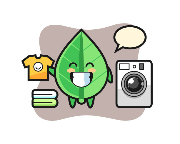 吉祥物卡通叶与洗衣机图片下载