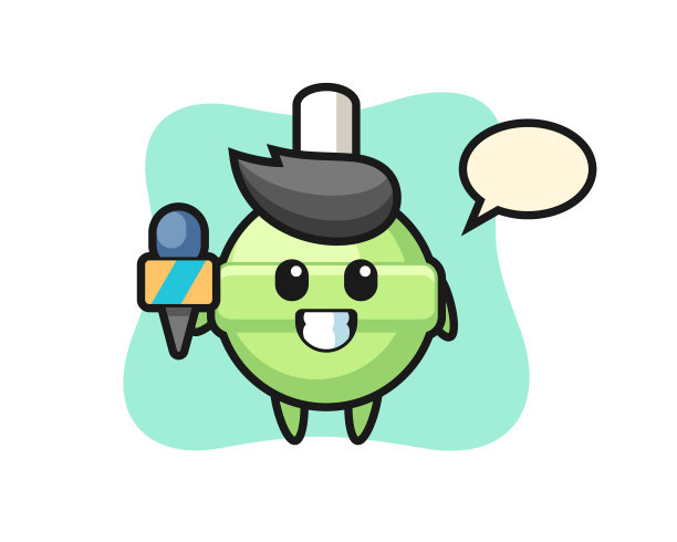 角色吉祥物棒棒糖当新闻记者图片下载