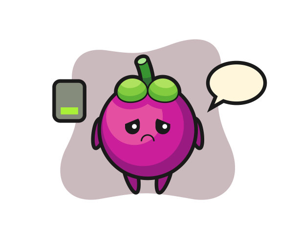 山竹吉祥物角色做一个疲倦的手势图片下载