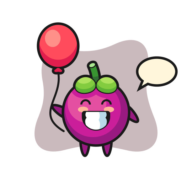 山竹吉祥物正在玩气球图片下载