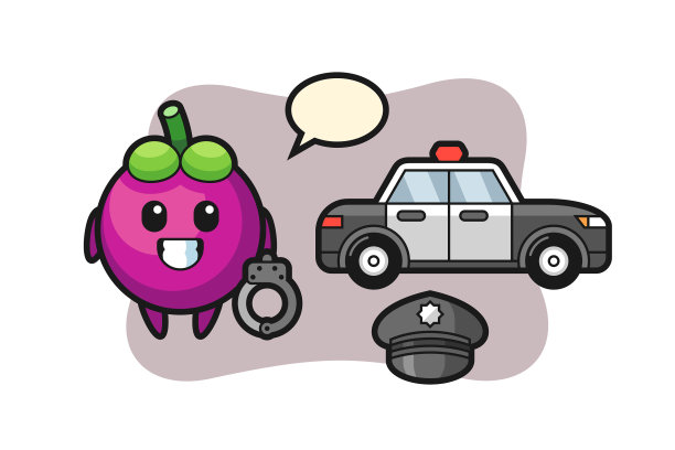 卡通吉祥物山竹当警察图片下载