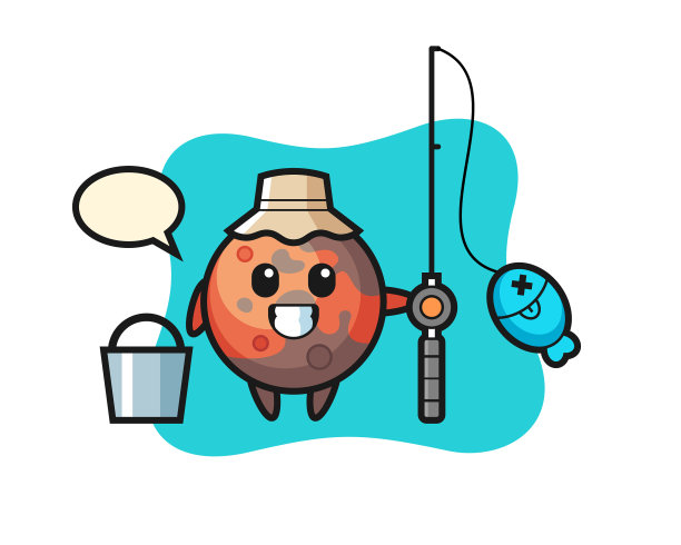 吉祥物人物火星作为一个渔民图片下载