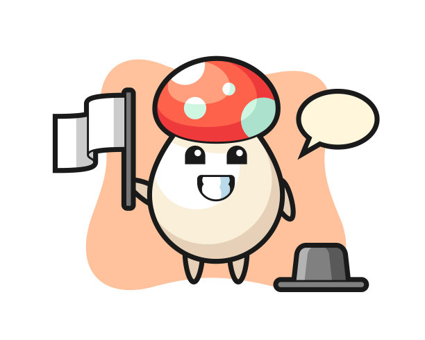 卡通人物蘑菇举着旗帜图片下载