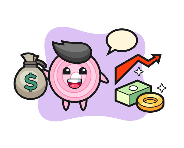 洋葱圈卡通拿着钱袋图片下载