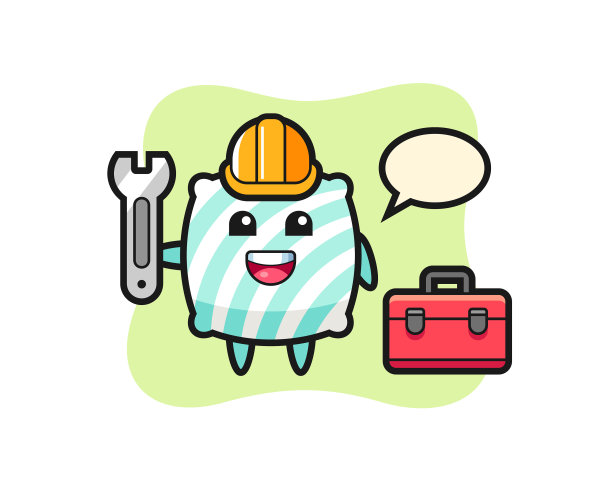 吉祥物卡通枕头作为技工图片下载