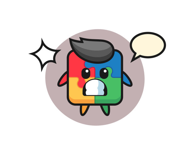 拼图人物卡通与震惊的手势图片下载