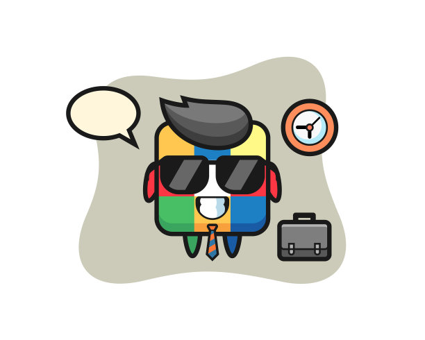 卡通吉祥物魔方为商人图片下载