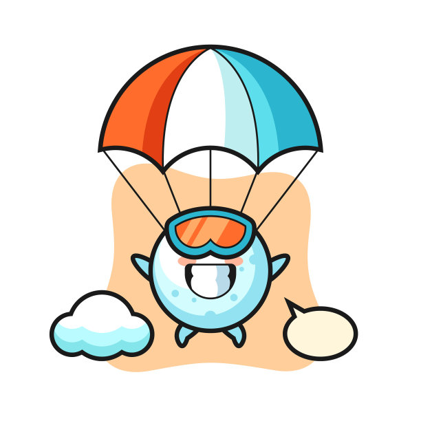 雪球的吉祥物卡通是跳伞与快乐图片下载