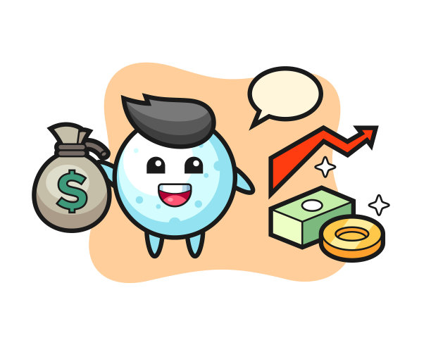 卡通雪球抱着钱袋图片下载