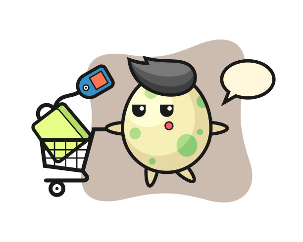 带着购物车的斑点蛋卡通图片下载