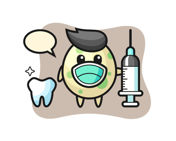 吉祥物人物斑点蛋作为牙医图片下载