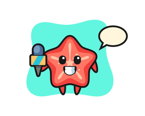 角色吉祥物海星作为新闻记者图片下载