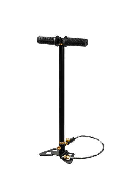 自行车手泵与压力传感器隔离在一个白色背景。带气压计的现代气泵。图片下载