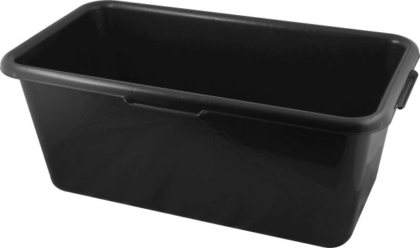 建筑用长方形重型黑色塑料盆。孤立在白色图片下载