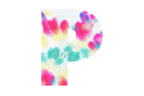 首字母P，带有抽象的手绘扎染纹理图片下载