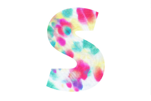 首字母S，带有抽象的手绘扎染纹理图片下载