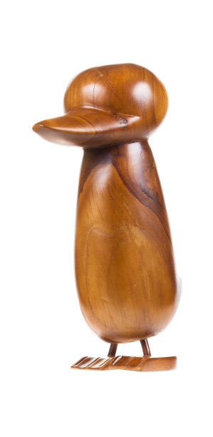 白色背景上的木雕鸟图片下载