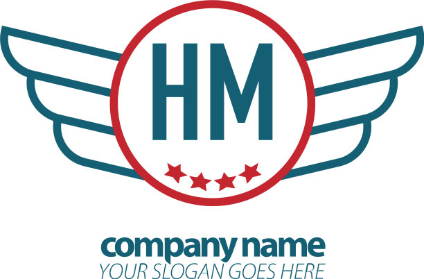 首字母hm翼标志设计模板图片下载