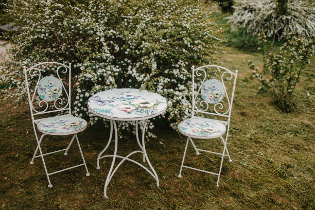 老式的铁艺花园家具图片下载