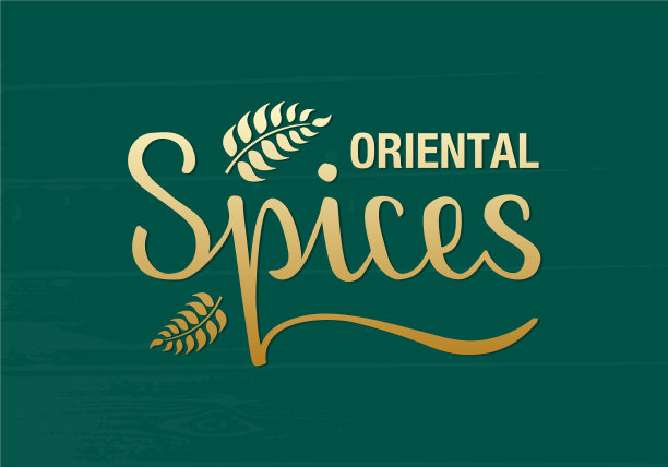 东方香料金色渐变文字绿色图片下载