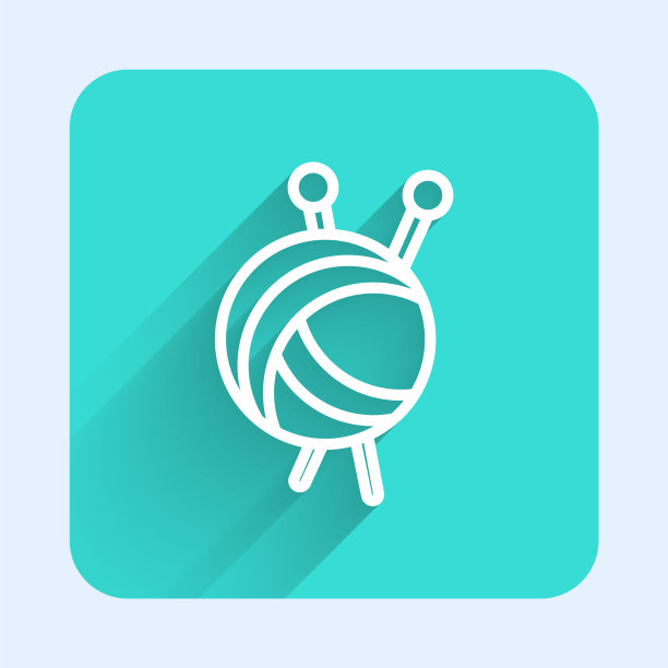 白色线毛线球与针织针的图标图片下载