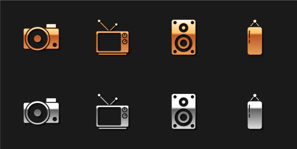 设置拍照摄像头和复古电视立体声扬声器图片下载