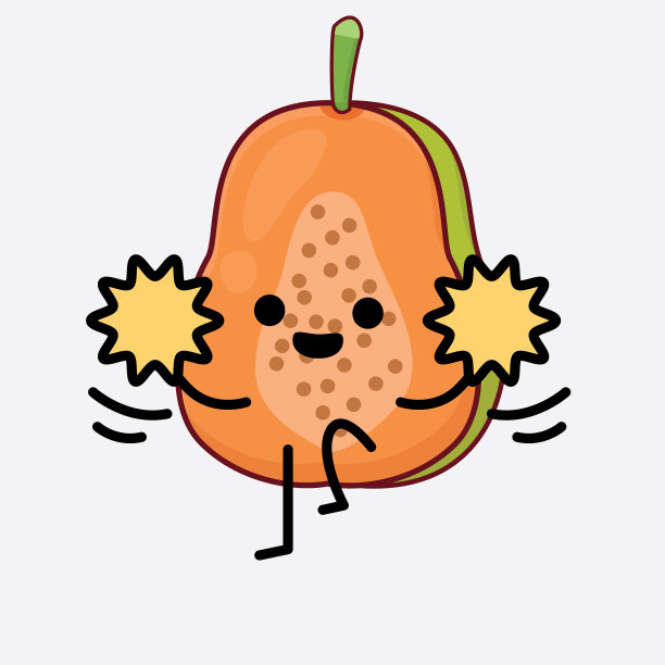 木瓜水果可爱的性格与简单的脸图片下载