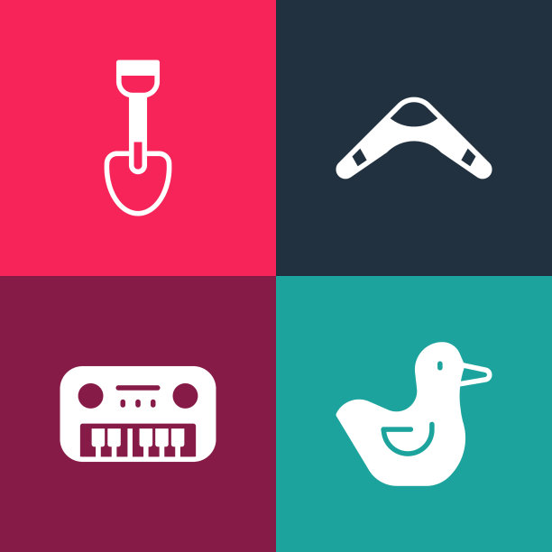 设置波普艺术橡皮鸭玩具钢琴回力镖和图片下载