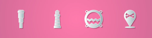 设置剪纸望远镜望远镜镜头灯塔图片下载