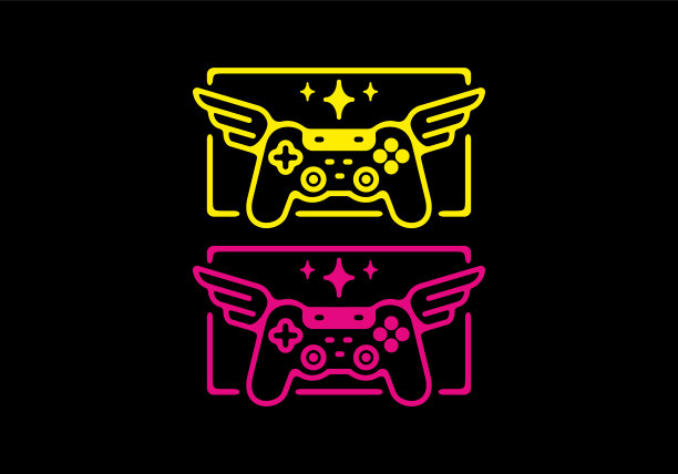 粉色和黄色的现代操纵杆在黑暗中图片下载