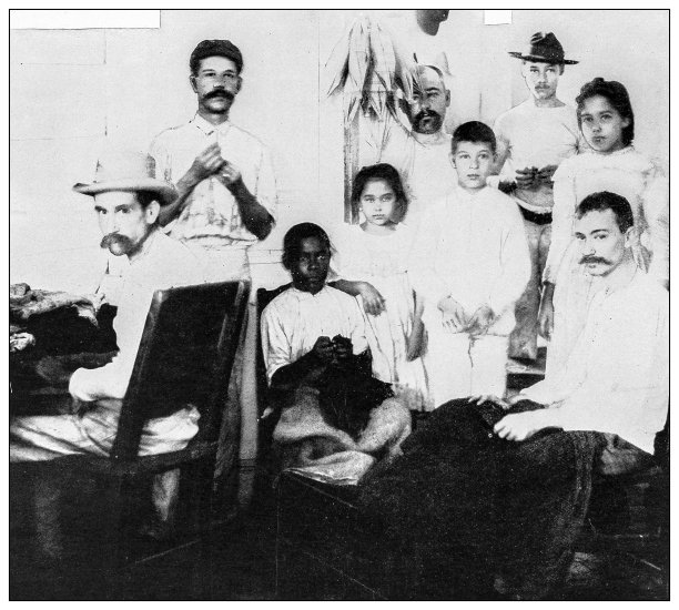 古董黑白照片:雪茄厂，古巴图片下载