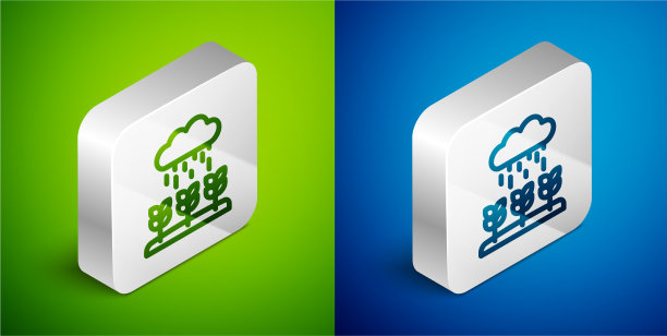 等距线植物芽生长在雨的图标图片下载