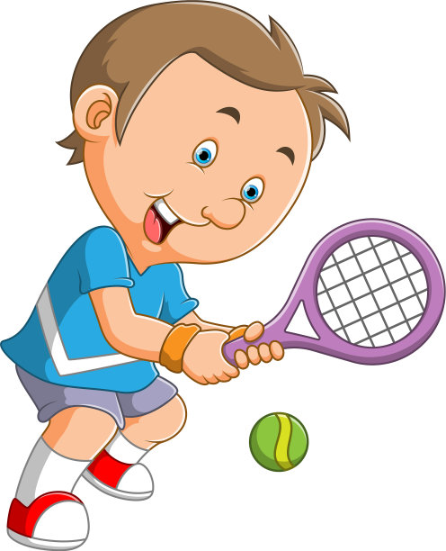 男孩拿着网球拍摆姿势图片下载