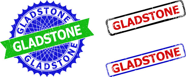 格拉德斯通玫瑰形和长方形双色印章图片下载