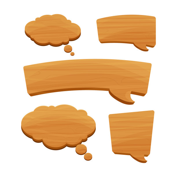 设置木质横幅泡沫卡通风格图片下载