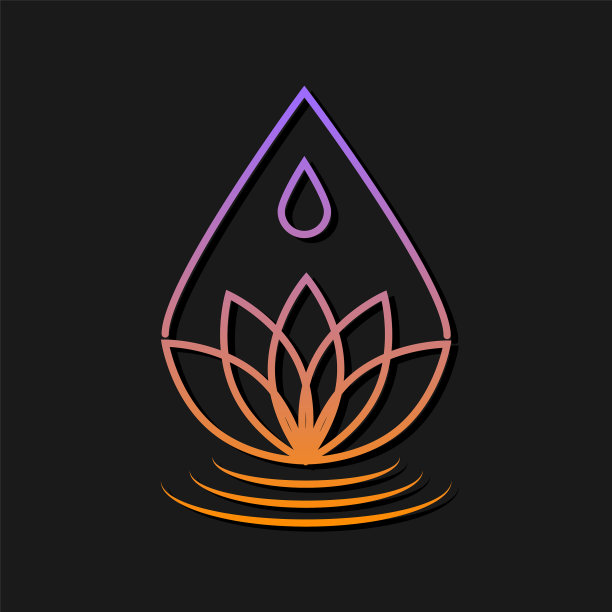 水滴荷花创意标志设计现代图片下载