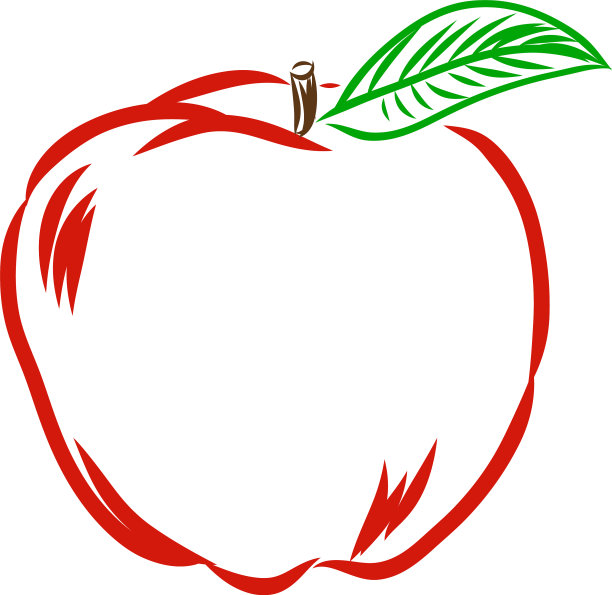 苹果水果图标素描-食物图片下载