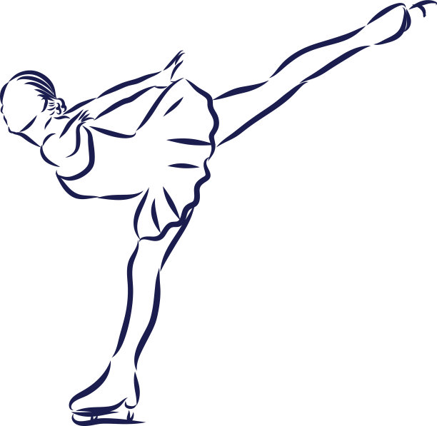 女子花样滑冰素描黑白画图片下载