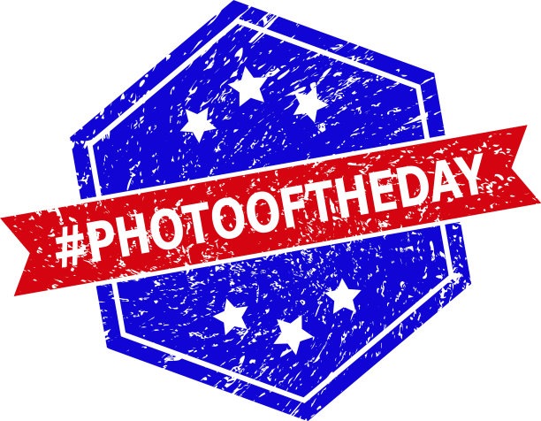 六边形双色标签照片与日邮票图片下载