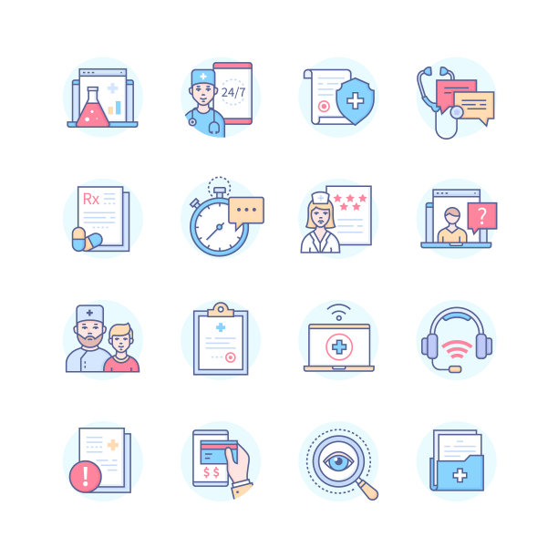 数字健康线设计风格图标集图片下载