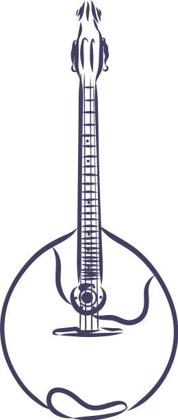 东布拉民族音乐乐器素描图片下载