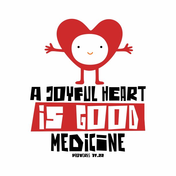 圣经的插图。基督教刻字。喜乐的心是良药，箴言17:22图片下载