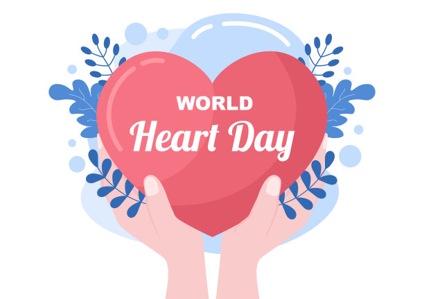 世界心脏日插画，让人们意识到健康、护理和预防各种疾病的重要性。平面设计背景模板图片下载