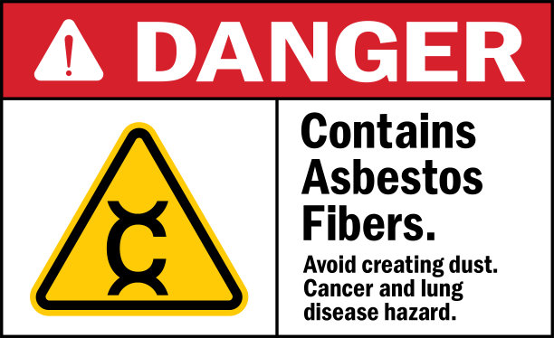 含有石棉纤维警告标志。图片下载
