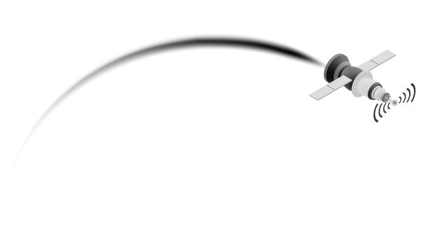 等距空间卫星与烟羽孤立在白色。高速通信系统。矢量设计元素。图片下载