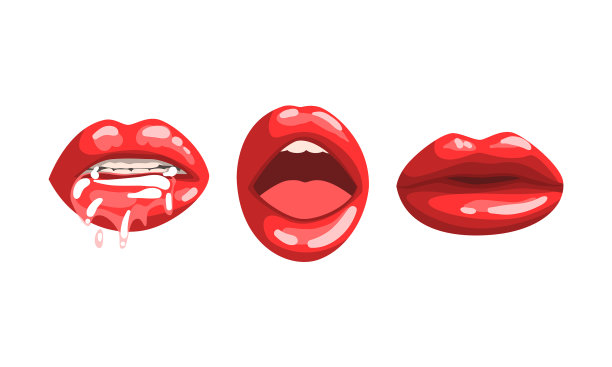 女性红润的唇妆集嘴用图片下载