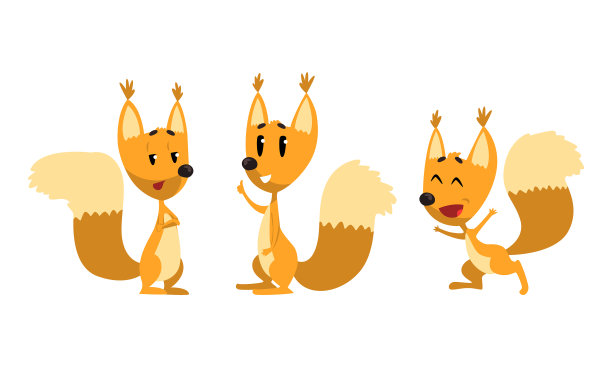 可爱的松鼠在行动中设置有趣的毛茸茸的红色野生图片下载