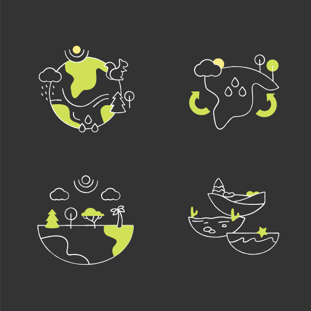 生物多样性粉笔图标集图片下载